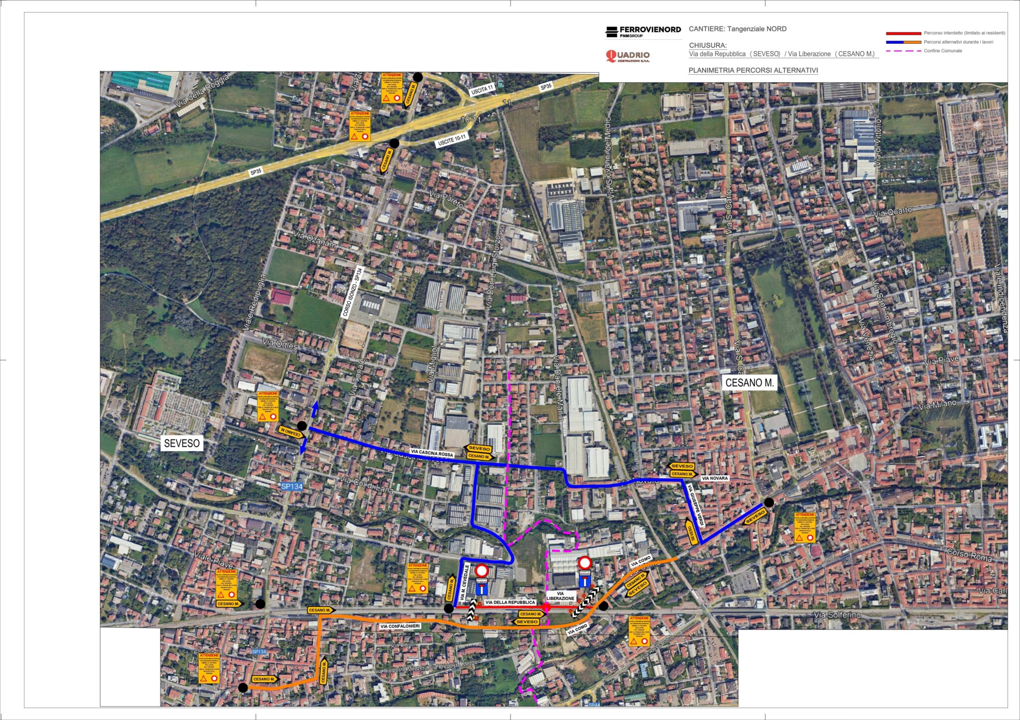 Modifiche alla viabilità locale Cesano Maderno e Seveso